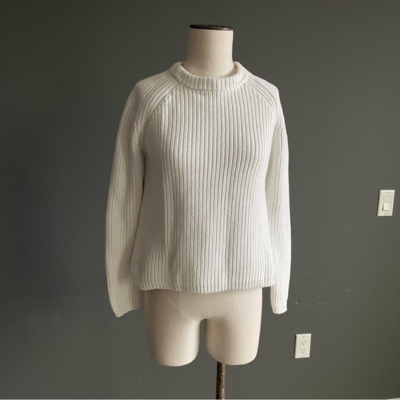 Quince Sweaters - Quince Ivory Chunky Ribbed Cotton Crewneck Sweater XS Quiet Luxury Minimalist